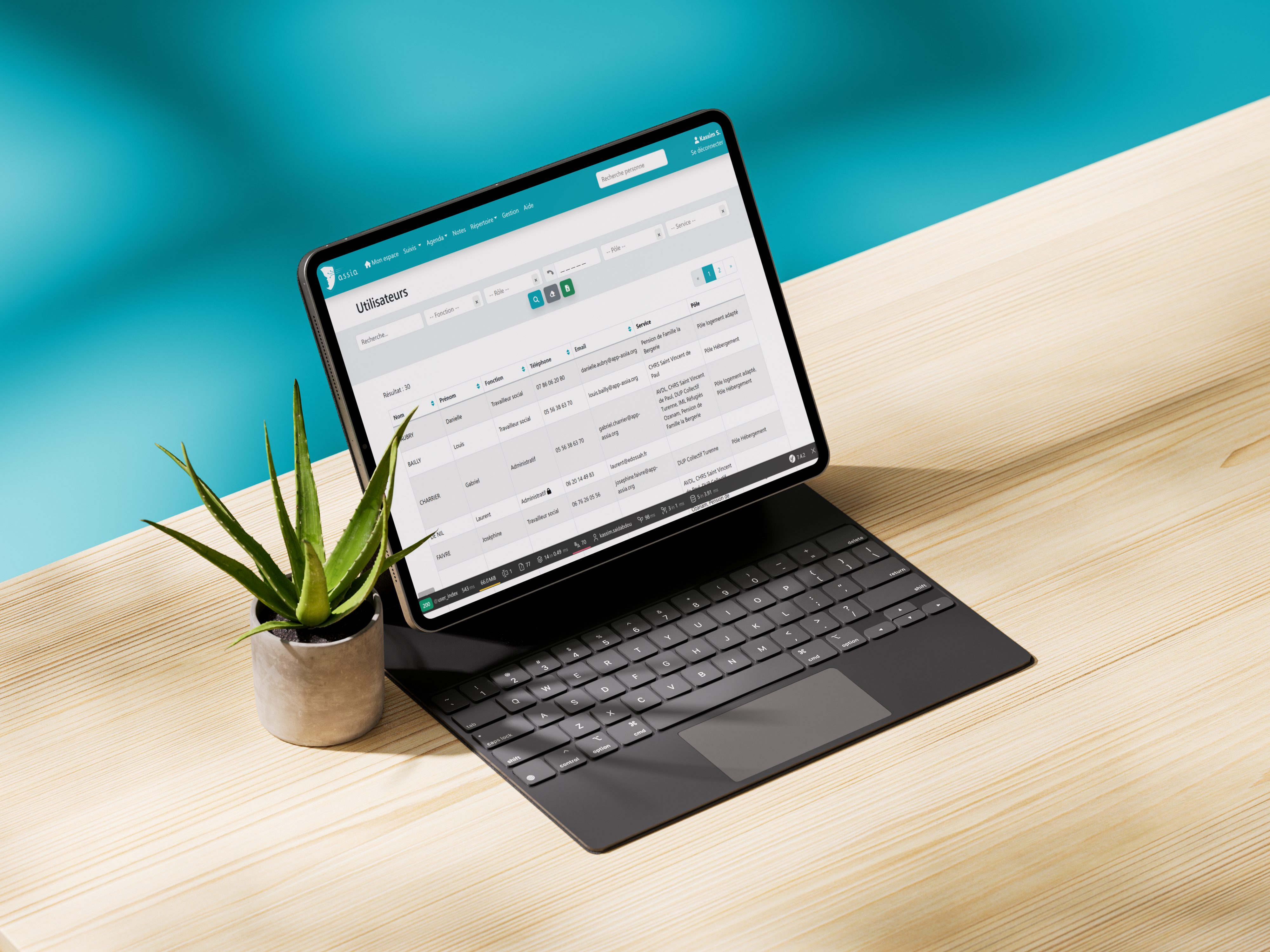 Logiciel ASSIA sur ordinateur